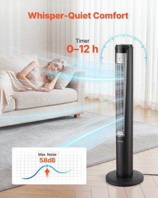 VEVOR Ανεμιστήρας Πύργος με Περιστροφή 70°, 3 Ταχύτητες, 4 Λειτουργ...