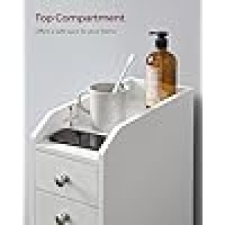 VASAGLE Λευκό Ντουλάπι Μπάνιου 18x40x70cm με 4 Ράφια και Συρόμενο Σ...