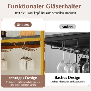 Costway Χρυσή Μεταλλική Κάβα Κρασιού με Χωρητικότητα για 21 Φιάλες ...