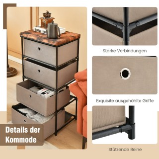 Costway  Κομοδίνο με 4 Συρτάρια για Υπνοδωμάτιο 42 x 33,5 x 84,5 εκ...