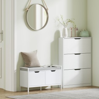 HOMCOM Λεπτή Παπουτσοθήκη με 3 Ανακλινόμενα Συρτάρια και Κάτω Μέρος...