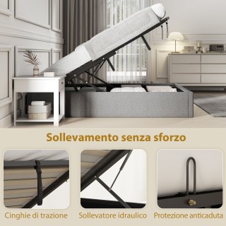 HOMCOM Διπλό Κρεβάτι με Αποθηκευτικό Χώρο 190x140 cm, Ξύλινες Τάβλε...