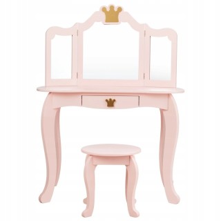 Παιδικό Ξύλινο Μπουντουάρ με Καθρέπτη και Σκαμπό 80 x 42 x 105 cm C...