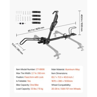 VEVOR Αναδιπλούμενη Βάση Ποδηλάτου Οροφής Αυτοκινήτου Βαρέως Τύπου ...