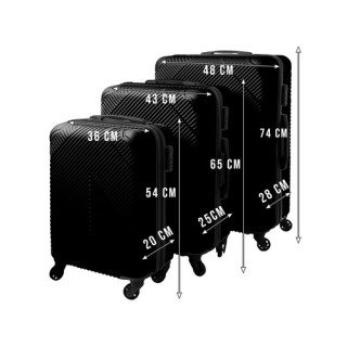 Σετ Βαλίτσες Ταξιδιού Σκληρές με 4 Ρόδες 3τμχ - Μαύρο 26661 Trizand