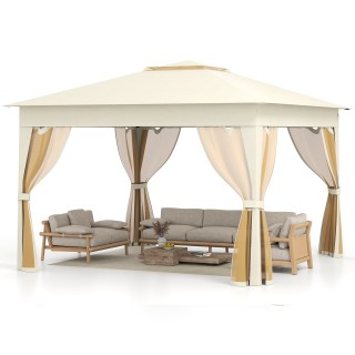 Costway Πτυσσόμενο κιόσκι Pop-Up κήπου 3,4 x 3,4 μ. με 4 σίτες, διπ...