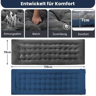 Costway Μαξιλάρι Ξαπλώστρας Γκρι με 4 Ιμάντες Στερέωσης  7 x 190 x ...