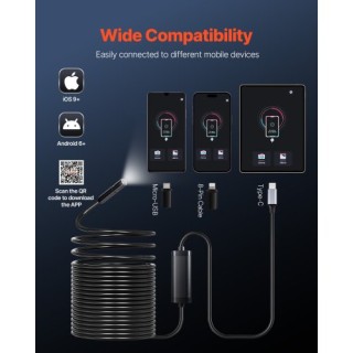 VEVOR Ενδοσκοπική Κάμερα Υψηλής Ανάλυσης για Android & IOS με Καλώδ...