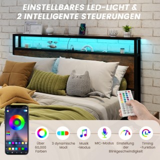 Σκελετός Κρεβατιού LED με Ρυθμιζόμενο Φωτισμό, Ενσωματωμένο Σταθμό ... Σκελετός Κρεβατιού LED με Ρυθμιζόμενο Φωτισμό, Ενσωματωμένο Σταθμό ...