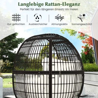 Costway Υπερμεγέθης Καρέκλα Κήπου Rattan με Σκαμπό και Μαξιλάρια HW...