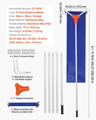 VEVOR Ράβδος Χιονιού Οροφής 17 ιντσών με Ρυθμιζόμενο Χειρολαβή και ...