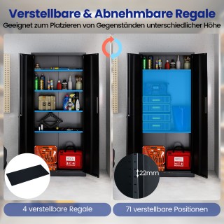 Costway Μαύρο Μεταλλικό Ντουλάπι Αποθήκευσης με 2 Κλειδωμένες Πόρτε...