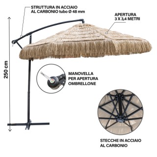 Galileo Ομπρελόνι λάμπα κήπου με εφέ ραφία 3 μ δομή από ανθρακούχο ... Galileo Ομπρελόνι λάμπα κήπου με εφέ ραφία 3 μ δομή από ανθρακούχο ...