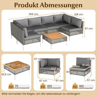 Costway  Σετ Κήπου - Συνδυαστική Εξωτερική Rattan Γωνιά με Τραπέζι ...