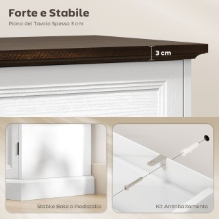 HOMCOM Ρετρό Κουζίνα Κρεντέντζα με 4 Συρτάρια και 2 Ντουλάπια με Ρυ...