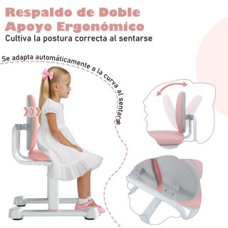 Costway Ροζ Παιδική Καρέκλα Γραφείου με Ρυθμιζόμενο Ύψος και Διπλή ...