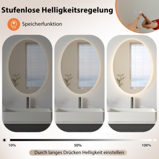 Costway Οβάλ Φωτιζόμενος Καθρέφτης Μπάνιου 70 x 50 εκ. με Αντί-Θάμβ... Costway Οβάλ Φωτιζόμενος Καθρέφτης Μπάνιου 70 x 50 εκ. με Αντί-Θάμβ...