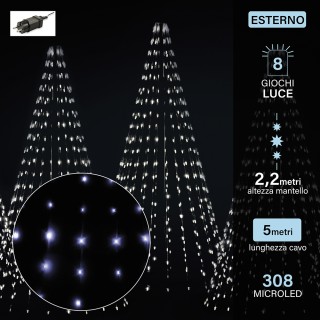 Kooper Μαντέλο 308 μινι LED ψυχρό λευκό 14 σειρές ύψους 220 εκ. με ...