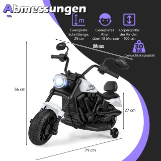 Costway Παιδική Ηλεκτροκίνητη Μοτοσικλέτα Chopper 6V με Μουσική, Πρ...