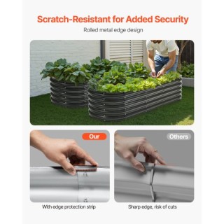 VEVOR Μεταλλικό Υπερυψωμένο Κήπο 2x0.6x0.4 μ Γαλβανισμένο Κουτί Φύτ...