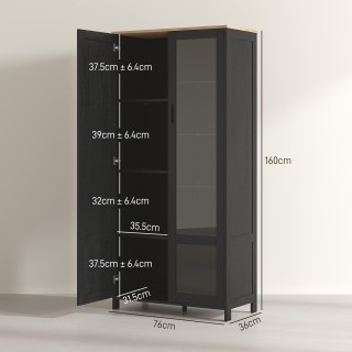 HOMCOM Φορητή Ξύλινη Κουζίνα με 9 Ρυθμιζόμενα Ράφια και Γυάλινες Π... HOMCOM Φορητή Ξύλινη Κουζίνα με 9 Ρυθμιζόμενα Ράφια και Γυάλινες Π...