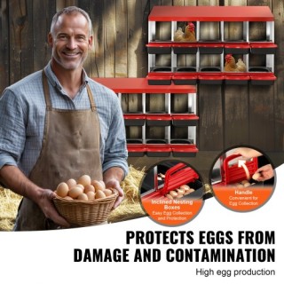 VEVOR Κουτί Φωλιάς Κοτόπουλων 10 Θέσεων με Κεκλιμένες Φωλιές  JSCDX...