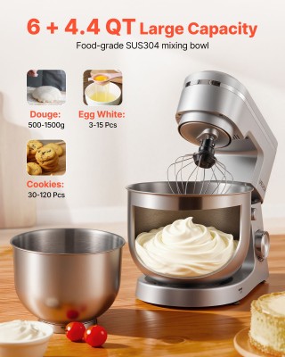 VEVOR Ηλεκτρικός Μίξερ Κουζίνας 1500W με Δύο Κάδους από Ανοξείδωτο ... VEVOR Ηλεκτρικός Μίξερ Κουζίνας 1500W με Δύο Κάδους από Ανοξείδωτο ...