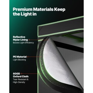 VEVOR Τέντα Καλλιέργειας Εσωτερικού Χώρου 80 x 80 x 180 cm, 600D Υψ...
