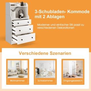 Costway Κομμότα με 3 Συρτάρια και 2 Ράφια 58 x 36 x 111 cm Λευκό J... Costway Κομμότα με 3 Συρτάρια και 2 Ράφια 58 x 36 x 111 cm Λευκό J...