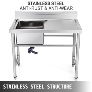 VEVOR Χειροποίητος Νεροχύτης Ανοξείδωτος 1 Θέσης 16x15.5x10 με Δεξι... VEVOR Χειροποίητος Νεροχύτης Ανοξείδωτος 1 Θέσης 16x15.5x10 με Δεξι...