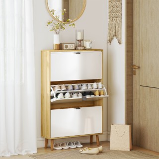 HOMCOM Σύγχρονη σλιμ παπουτσοθήκη με 3 ανακλινόμενα συρτάρια για 24... HOMCOM Σύγχρονη σλιμ παπουτσοθήκη με 3 ανακλινόμενα συρτάρια για 24...