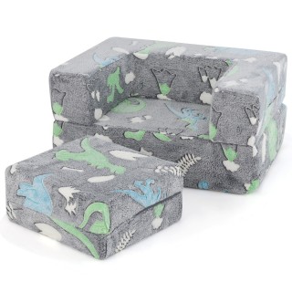 Costway  Παιδικός καναπές με φωτιζόμενα τμήματα 90 x 60 x 40 εκ Γκρ...