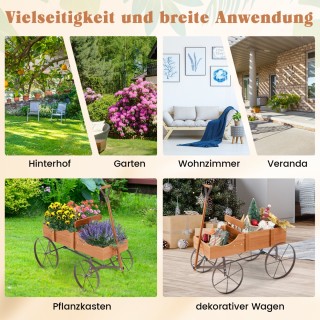 Costway Διακοσμητικό Καρότσι Φυτών από Ανθεκτικό Ξύλο με Μεταλλικού...