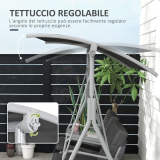 Outsunny 2θέσια κούνια με τραπεζάκι και ποτηροθήκη, από μέταλλο και...