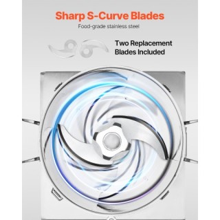 VEVOR  15L Ανοξείδωτος Επεξεργαστής Τροφίμων & Κόφτης Λαχανικών  SY...