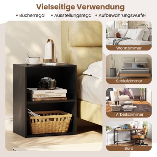 Costway Ξύλινη ανοιχτή βιβλιοθήκη 2 επιπέδων, μαύρη, 42 x 29,5 x 53...