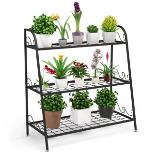 Costway  Μεταλλική Ραφιέρα Φυτών 3 Επιπέδων 81 x 35 x 82 εκ. Μαύρη ...
