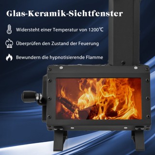 Costway Φορητή Ξυλόσομπα Εξωτερικού Χώρου για Μαγείρεμα και Θέρμανσ...