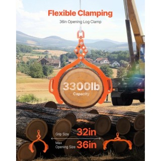 VEVOR 36 ιντσών Λαβίδες Ανύψωσης Κορμών 4 Νύχια Στερεό Ατσάλι Γάντζ...