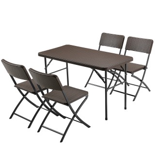 BAKAJI Σετ Τραπέζι + 4 Πτυσσόμενες Καρέκλες Εξωτερικού Χώρου Κήπου... BAKAJI Σετ Τραπέζι + 4 Πτυσσόμενες Καρέκλες Εξωτερικού Χώρου Κήπου...