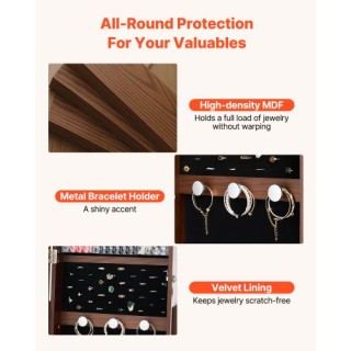 VEVOR Περιστρεφόμενο Ντουλάπι Κοσμημάτων 360°, Με Ολόσωμο Καθρέφτη ...