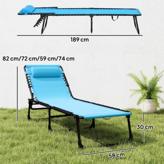 Outsunny Πτυσσόμενη Ξαπλώστρα με Ρυθμιζόμενη Πλάτη από Ατσάλι και Δ...