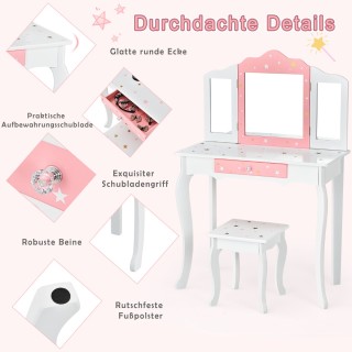 Costway Παιδικό Τραπέζι Μακιγιάζ Πριγκίπισσα με Συρτάρι και Αναδιπλ... Costway Παιδικό Τραπέζι Μακιγιάζ Πριγκίπισσα με Συρτάρι και Αναδιπλ...