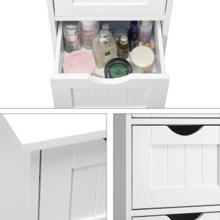 BAKAJI  Κινητό Μπάνιο Συρταριέρα 4 Συρτάρια με Ράφι Ξύλο MDF Λευκό ...