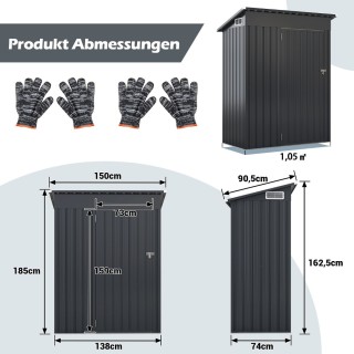 Μεταλλικό Σπιτάκι Κήπου 1,5 m³ με Πλαγιαστή Στέγη 150 x 90,5 x 185 ... Μεταλλικό Σπιτάκι Κήπου 1,5 m³ με Πλαγιαστή Στέγη 150 x 90,5 x 185 ...