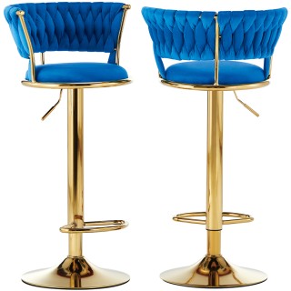 BAKAJI Σετ 2 Σκαμπό Κουζίνας Μπαρ με Πλεκτή Πλάτη σε Μπλε Βελούδο ... BAKAJI Σετ 2 Σκαμπό Κουζίνας Μπαρ με Πλεκτή Πλάτη σε Μπλε Βελούδο ...