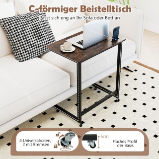 Costway Κινητό C-σχήματος Πλαϊνό Τραπέζι με Ρόδες & Βάση Κινητού - ...