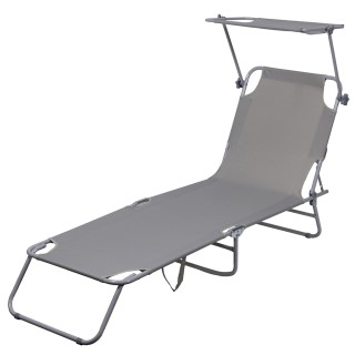 Galileo Αναδιπλούμενη ξαπλώστρα παραλίας με σκίαστρο, με ατσάλινο σ...