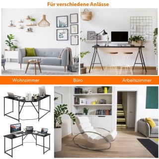 Costway  Μοντέρνο Γραφείο σε Σχήμα L με Μεταλλικό Πλαίσιο και Υποστ...