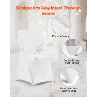 VEVOR 30 Τεμ Λευκές Καλύψεις Καρεκλών, Πολυεστέρας και Σπάντεξ, για...